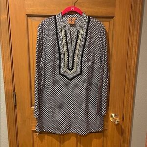 Tory Burch navy and White Diamond Pattern Tunic